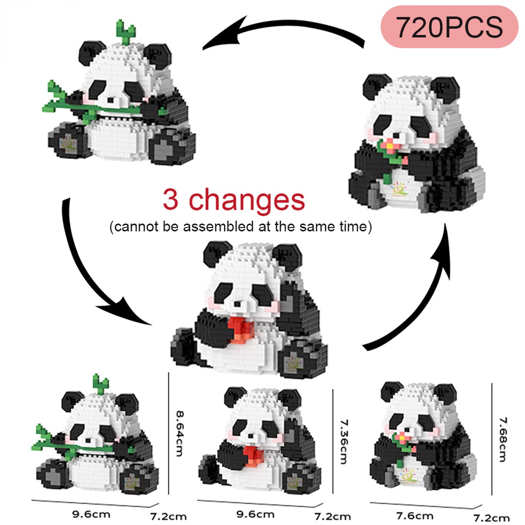 Mainan Puzzle Anak Baru Partikel Kecil Panda Blok Bangunan Model Rakitan Mainan Dekorasi Desktop Mainan Hadiah Hari Anak Hadiah Ulang Tahun