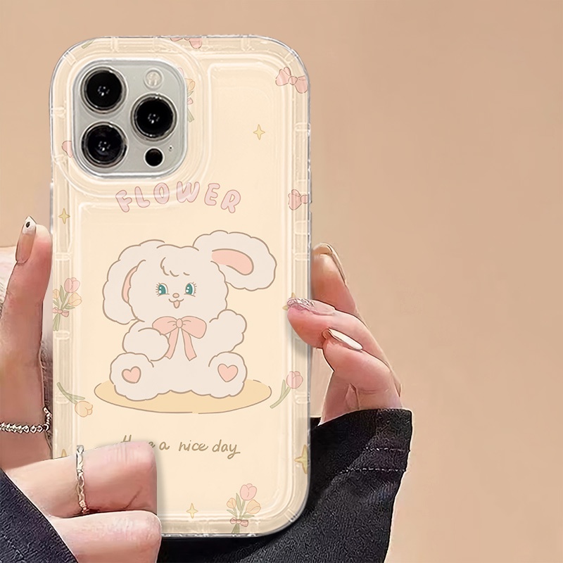 IPHONE Kelinci Lucu Soft Phone Case Kompatibel Untuk Iphone14 13 11 12 Pro XS Max X Xr7 +8 Plus Casing TPU Silikon Shockproof Cover