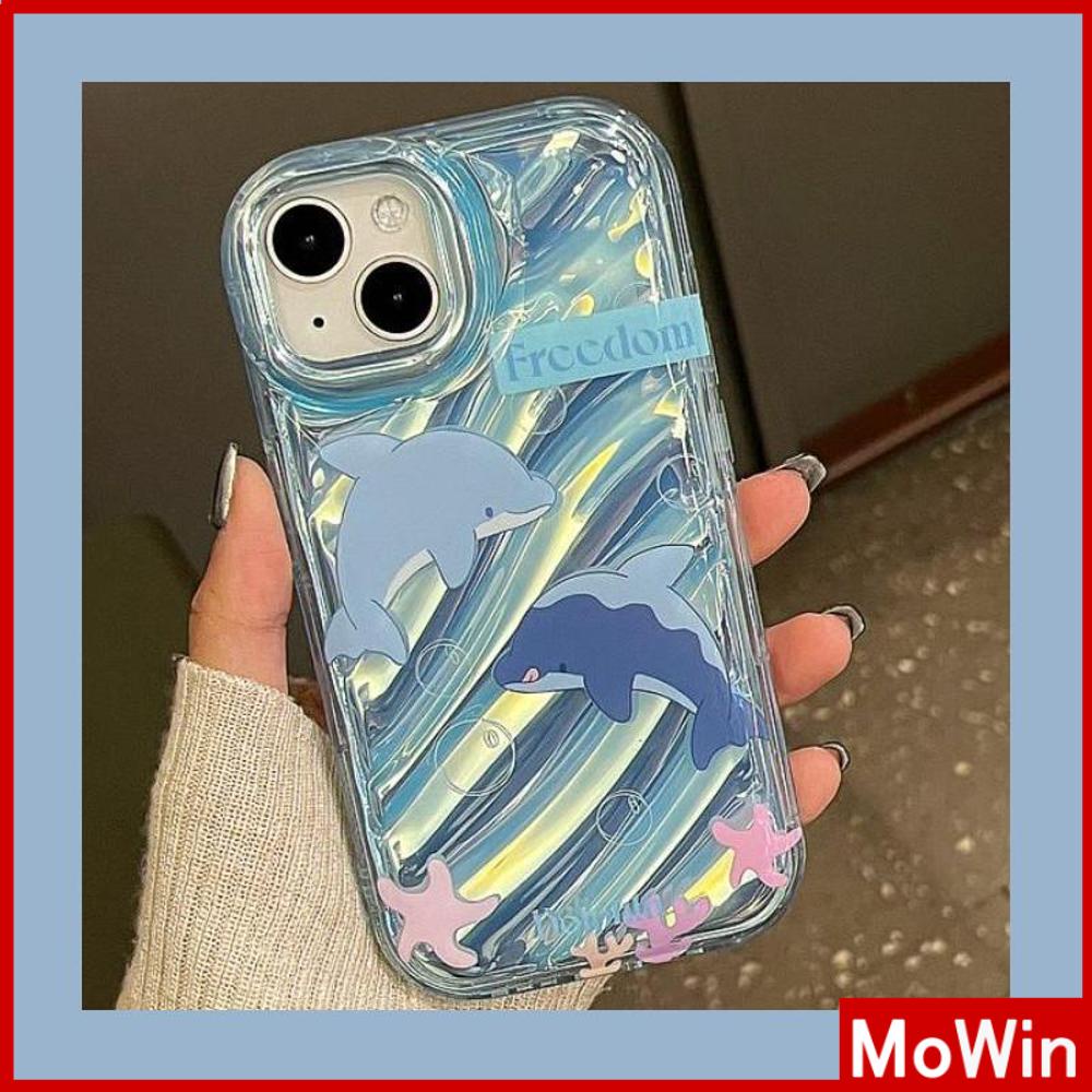 For iPhone 14 Pro Max iPhone Case Laser Reflective Clear Case TPU Soft Shell Airbag Shockproof Cute Baby Dolphin Compatible with iPhone 13 Pro max 12 Pro Max 11 xr xs max 7 8Plus