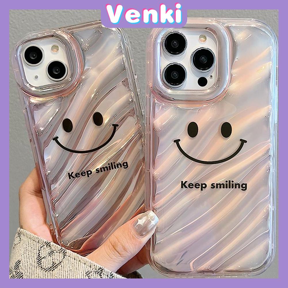 VENKI - For iPhone 11 iPhone Case Laser Reflective Transparent Phone Case TPU Soft Shockproof Airbag Case Protective Smile Face English Compatible with iPhone 14 13 Pro max 12 Pro