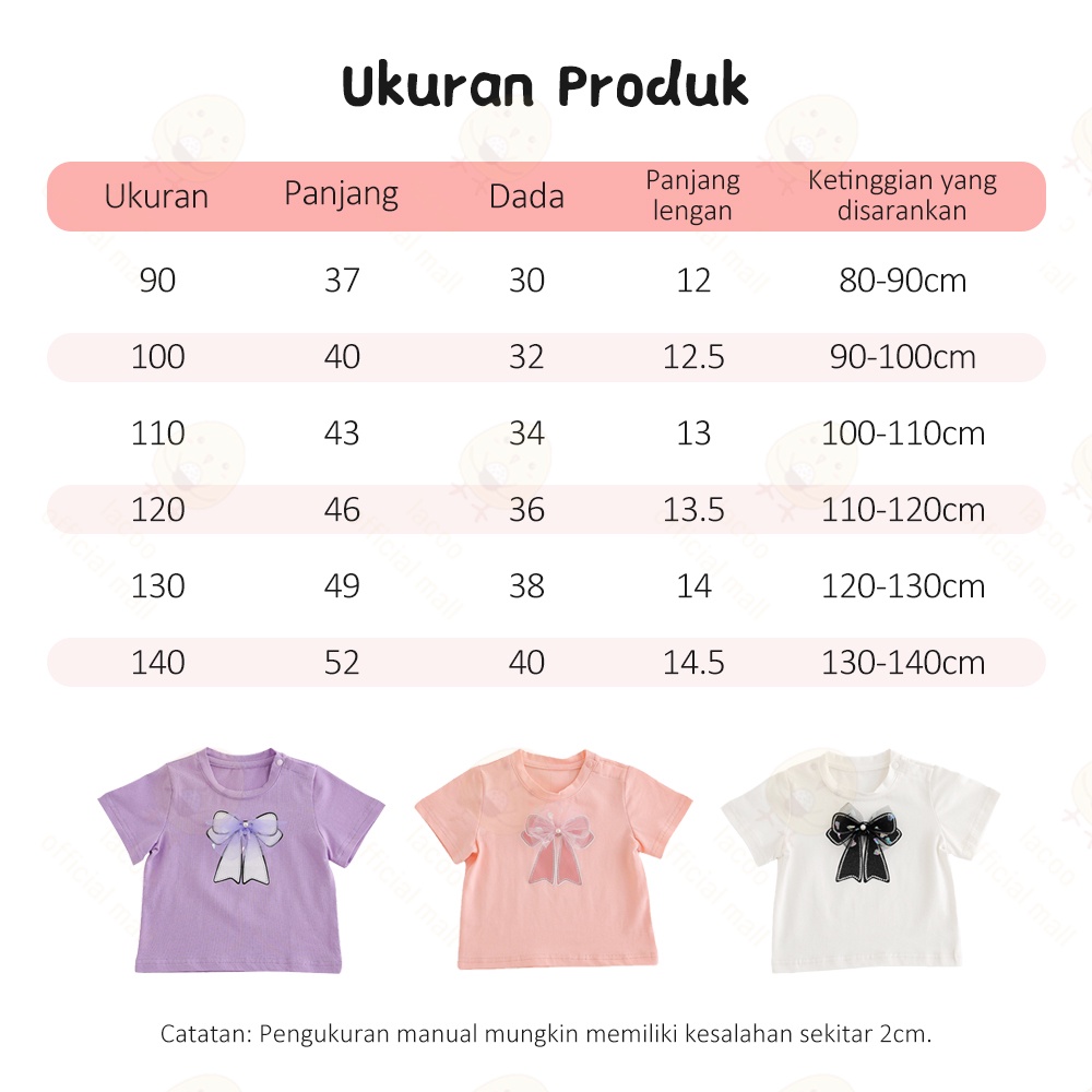 Lacoo Baju anak perempuan motif kupu-kupu Kaos anak cewek pendek Pakaian baju bayi