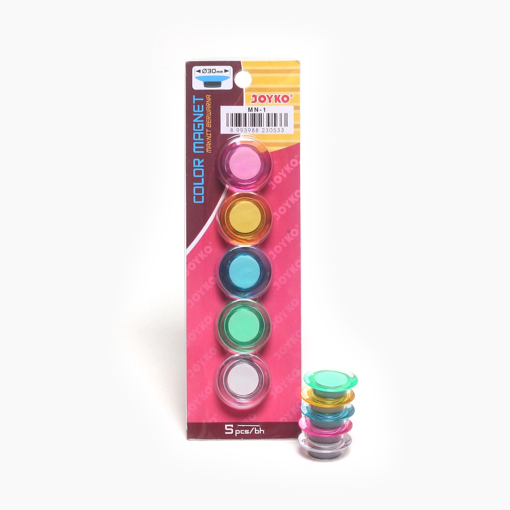 

JOYKO - Magnet Bulat Papan Tulis Kulkas Color Transparant MN-1 - Set