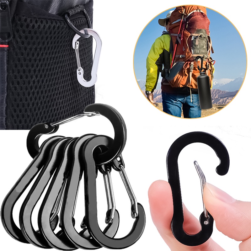 1per6pcs Gesper Musim Semi Kawat Baja Luar Ruangan Gesper Gunung/Teleskopik Gesper Tarik Mudah/Tali Tenda Berkemah Penyesuaian Cepat Kait Tetap/Hiking &amp; Aksesoris Gunung