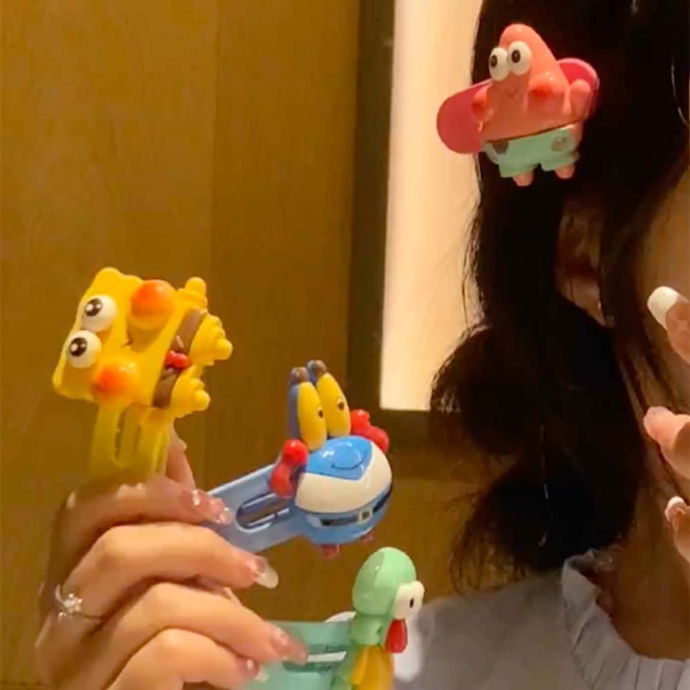 Kartun SpongeBob Patrick Star Jepit Rambut Wanita Gadis Lucu Poni Samping Jepit Rambut Hiasan Kepala Aksesoris