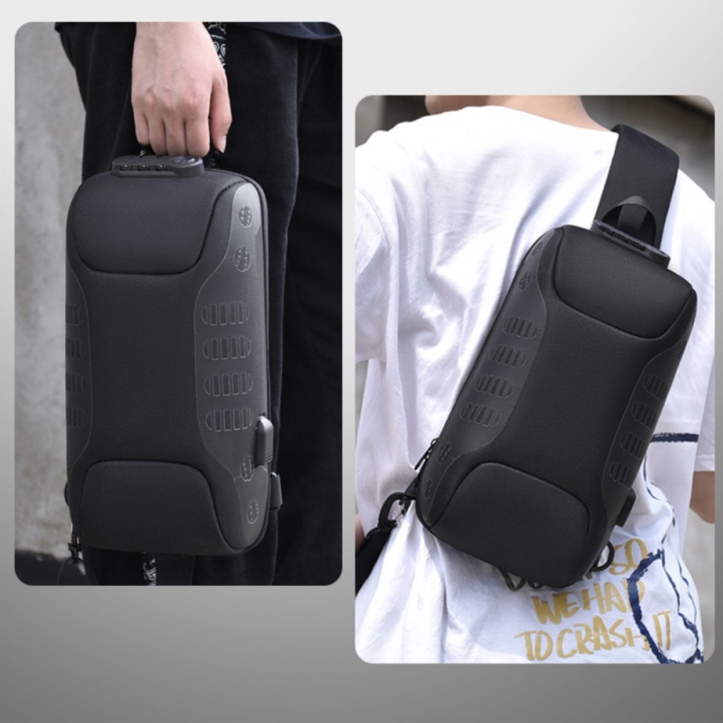 WEIXIER Tas Selempang Pria Anti Maling with USB Port