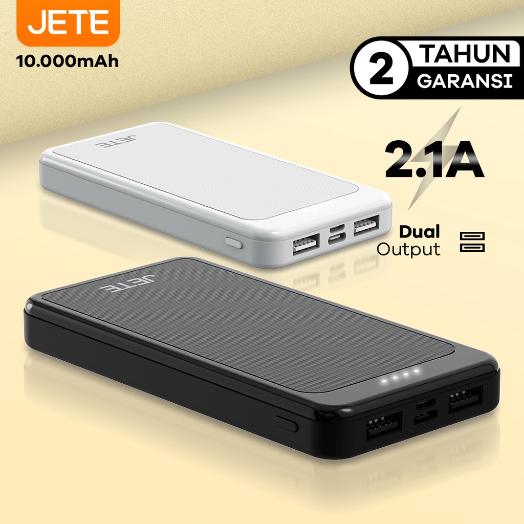 JETE Powerbank C8 10000mAh Dual Output 2.1A Smart IQ Technology - Garansi Resmi 2 Tahun