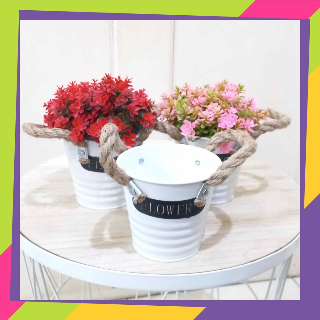1872D2 / Pot bunga kaleng dekorasi / Vas bunga tanaman artificial / Vas bunga hias aesthetic