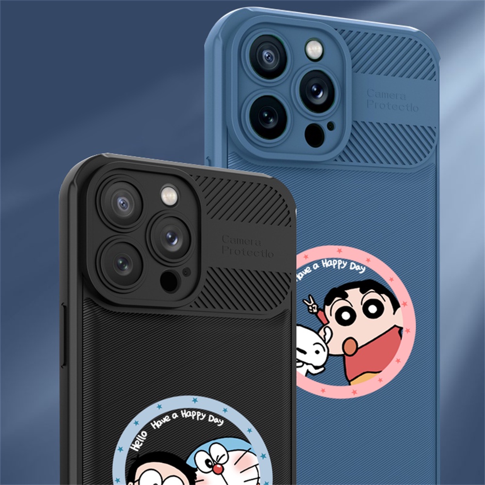 Oppo A17 A57 2022 A15 A16 A16K A76 A36 A54 A53 A12 A5S A7 A3S A52 A96 A74 A94 A37 F9 5F A1K A55 C2 Anime Doraemon Crayon Shin-chan Serat Karbon cross grain Phone Case Cover HOSTR