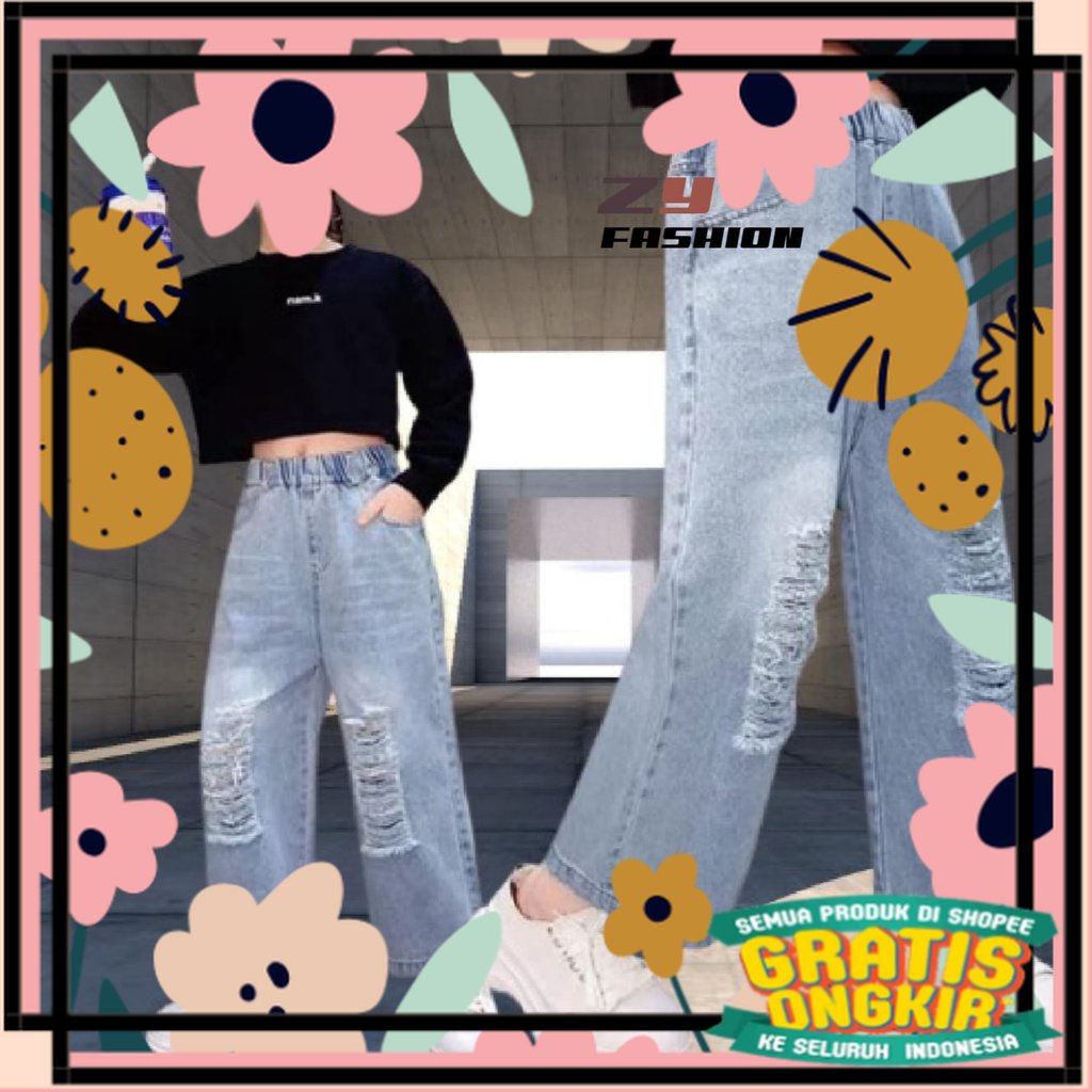 Celana jeans sobek anak perempuan kekinian/kulot jeans sobek anak perempuan/ Spesial Terbatas Tebal