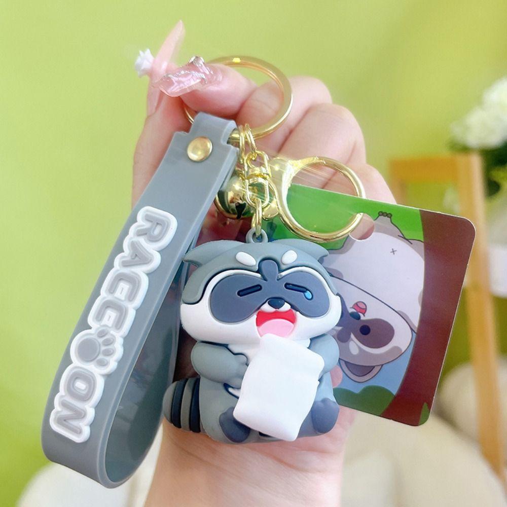 QUINTON Raccoon Gantungan Kunci Pasangan Fashion Hewan Lucu Cute Alloy Backpack Decor