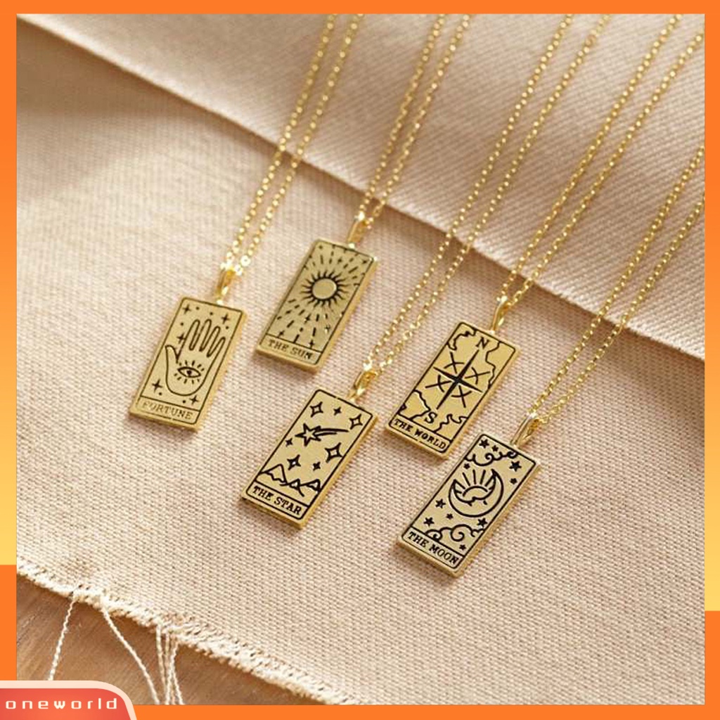 [ONE] Kalung Indah Rantai Leher Unisex Bentuk Tarot Alloy Adjustable Untuk Penggunaan Sehari-Hari