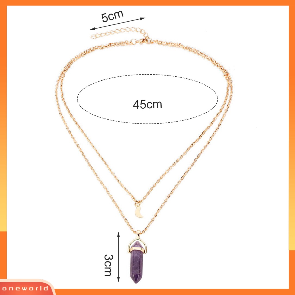 [ONE] Liontin Kalung Double Layer Adjustable Panjang Multifungsi Wanita Bulan Sabit Batu Perhiasan Pendant Necklace Untuk Pesta Pernikahan Club