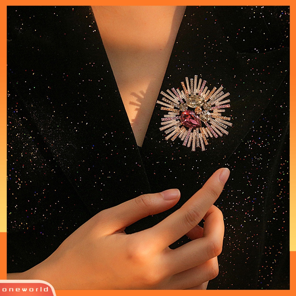 [ONE] Bros Kristal Imitasi Elegan Temperamen Hadiah Besar Berlian Imitasi Wanita Bisnis Jas Kerah Pin Fashion Perhiasan