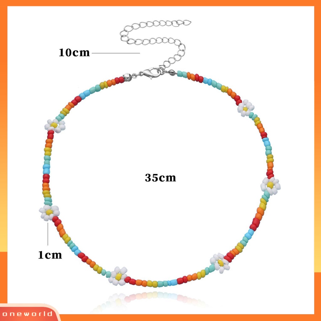 [ONE] Wanita Kalung Warna-Warni Manik-Manik Bunga Perhiasan Electroplating Beads Rantai Klavikula Hadiah Ulang Tahun