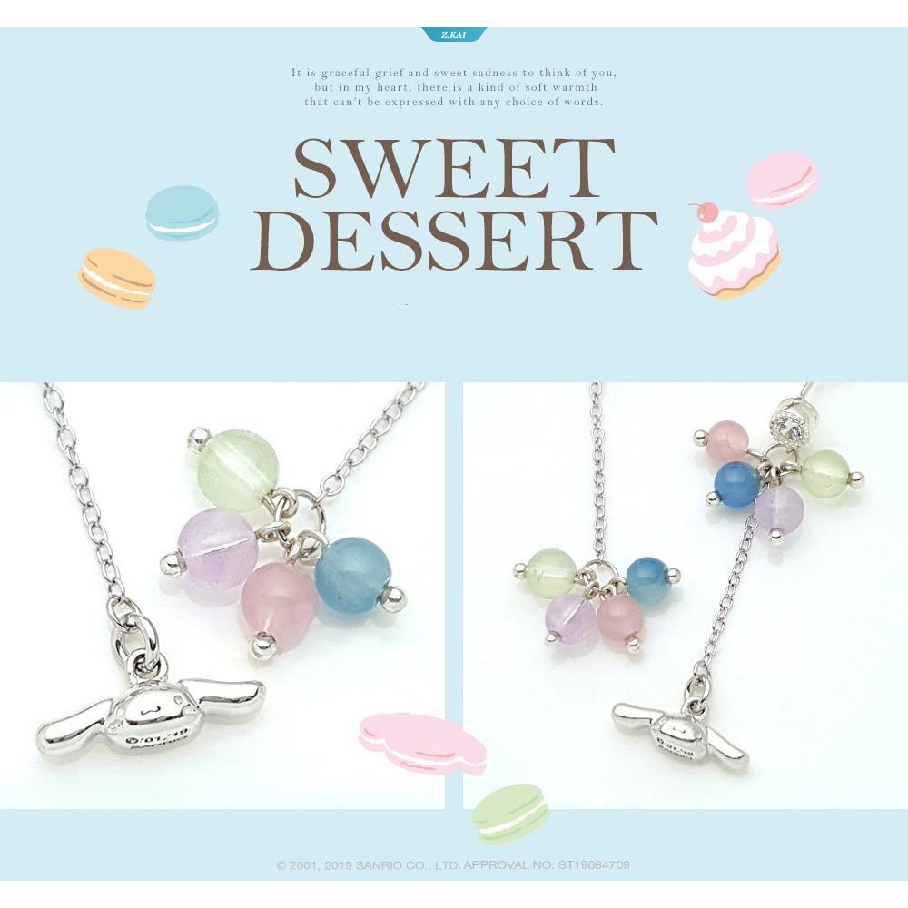Sanrio Cinnamoroll Dessert Series-Macaron Sterling Silver Earrings Kwaii Perhiasan Gadis Fashion Mewah Pesta Hadiah Ulang Tahun [ZK]