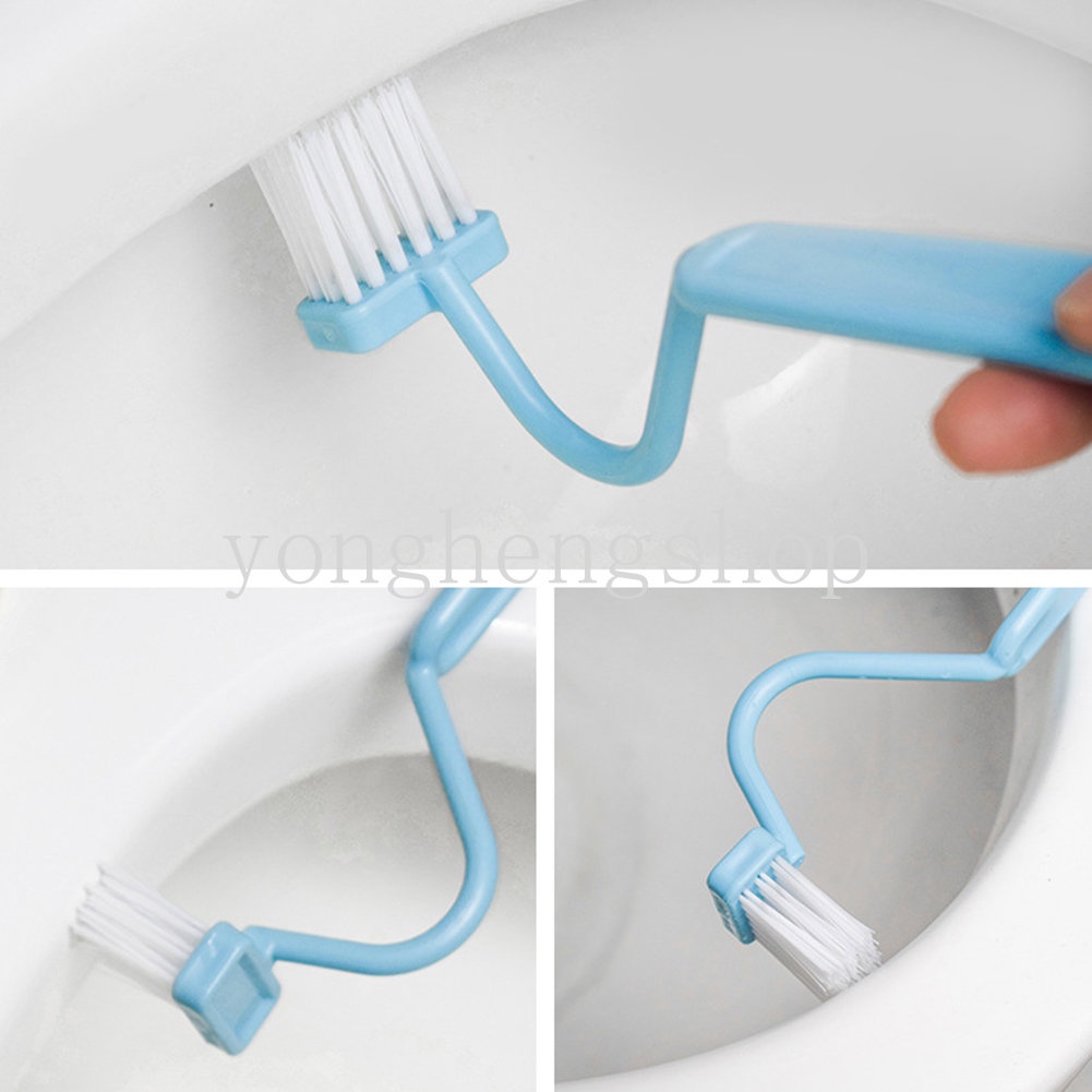 Kreatif Sikat Toilet Lengkung Berbentuk V Sikat Pembersih Gagang Panjang Multifungsi Sikat Berbulu Lembut Deep Cleaning Tool Corner Slot Gap Clearner