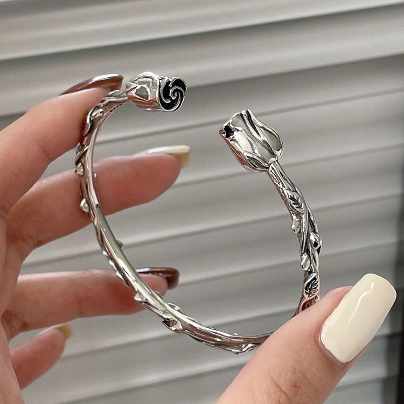 Gelang Geometris Bunga Mawar Bahan Alloy Korea Untuk Anak Perempuan