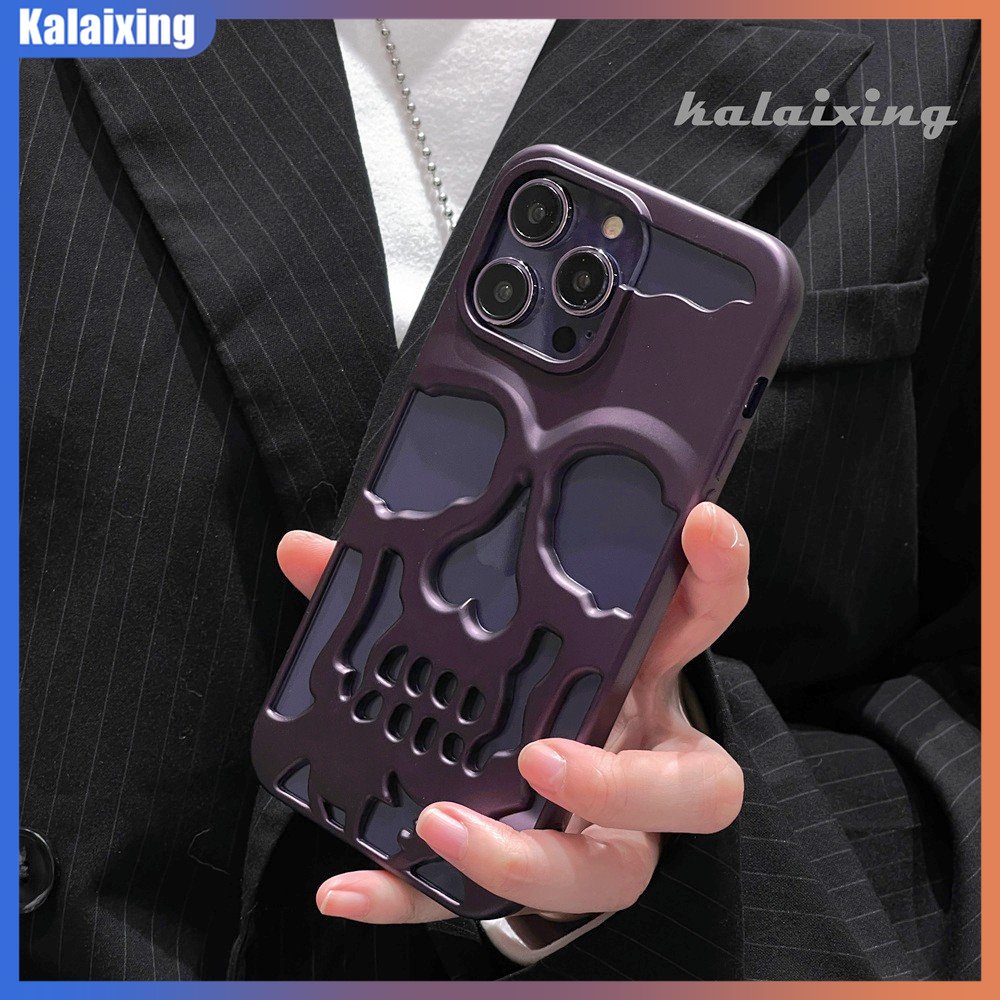 Casing Ponsel Tengkorak Hollow Electroplating Untuk iPhone 14pro Max 13Pro Max 12pro Max 11pro Max Hard Case Warna-Warni