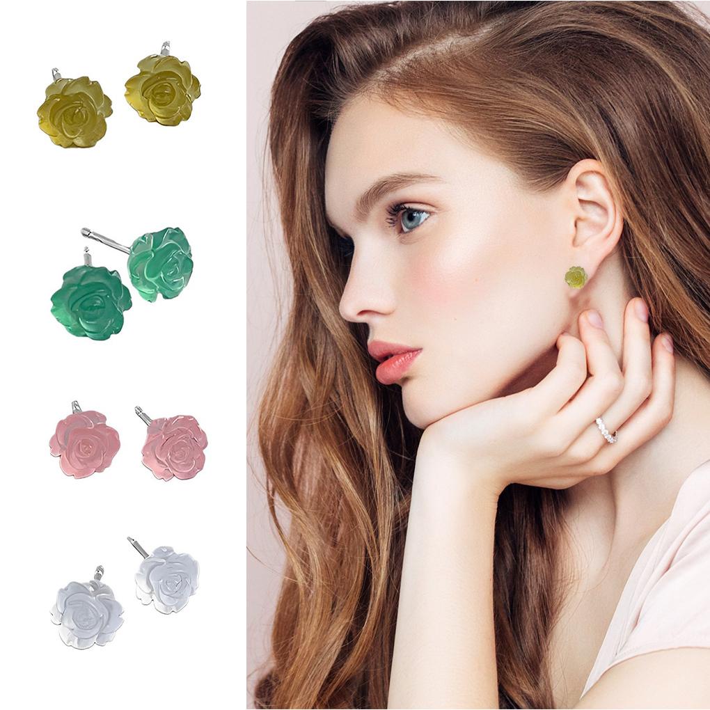 2buah Anting Bunga Rose Earring Perhiasan Fashion Aksesori Gadis Wanita Manis Statement Ear Studs Untuk Pernikahan