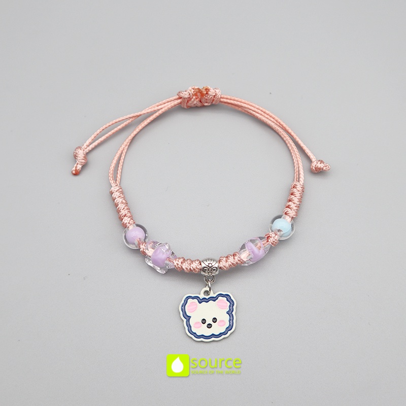 1 Pcs Gadis Dikepang Tali Gelang Beruang Liontin Wanita Gelang Kerajinan Hadiah Ulang Tahun Aksesoris Fashion