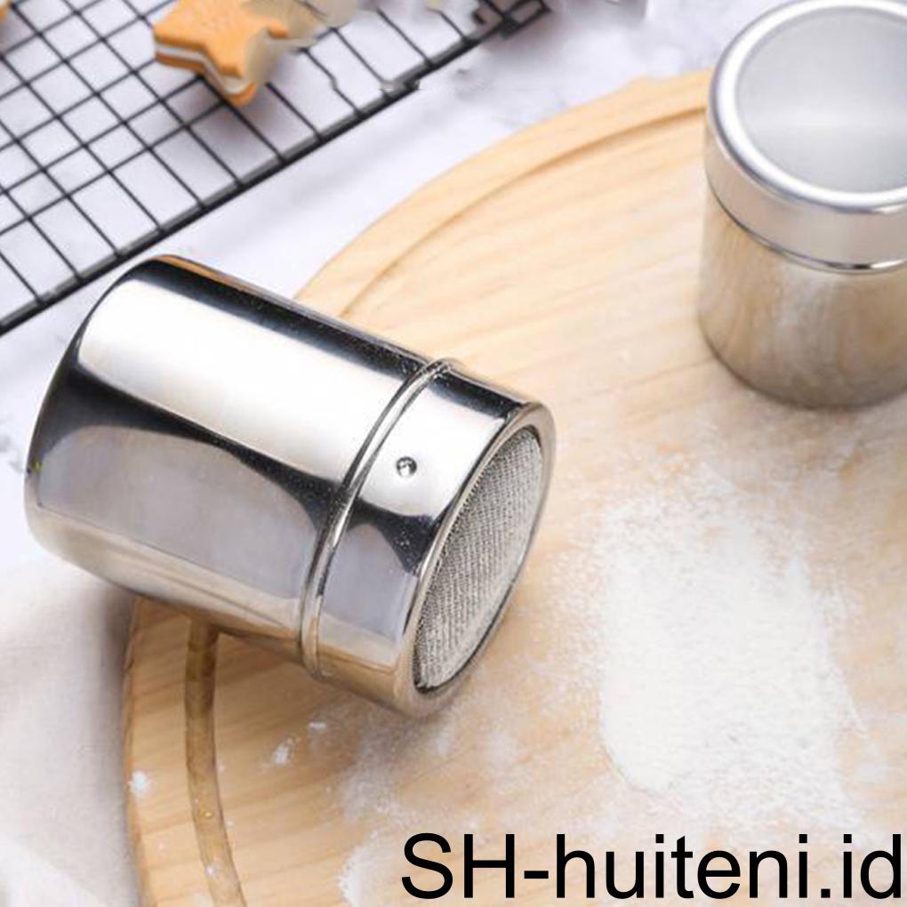 Pengocok Coklat Poles Stainless Steel Tahan Panas Handy Coffee Sifter Sugar Seasoning Dapat Aksesoris Dengan Tutup