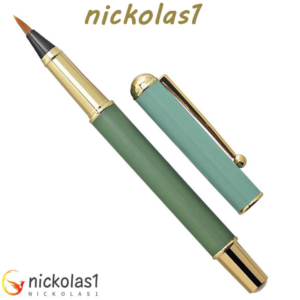 Nickolas1 Fountain Pen 1PC Mengenang Hadiah Bisnis Lembut Kepala Kantor Sekolah Perlengkapan Siswa Lukisan Lembut Musang Rambut Alat Tulis Logam Kecil Sikat Aksara Biasa