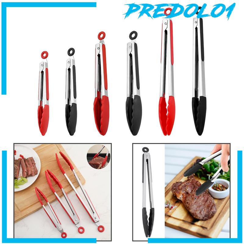 [Predolo1] Penjepit Makanan Anti Lengket Multifungsi Heavy Duty Stainless Steel Cooking Tongs