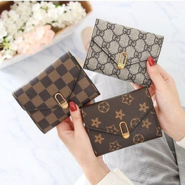 FINOM Cuty - Dompet Mini Lipat Wanita Motif Polos Trendi