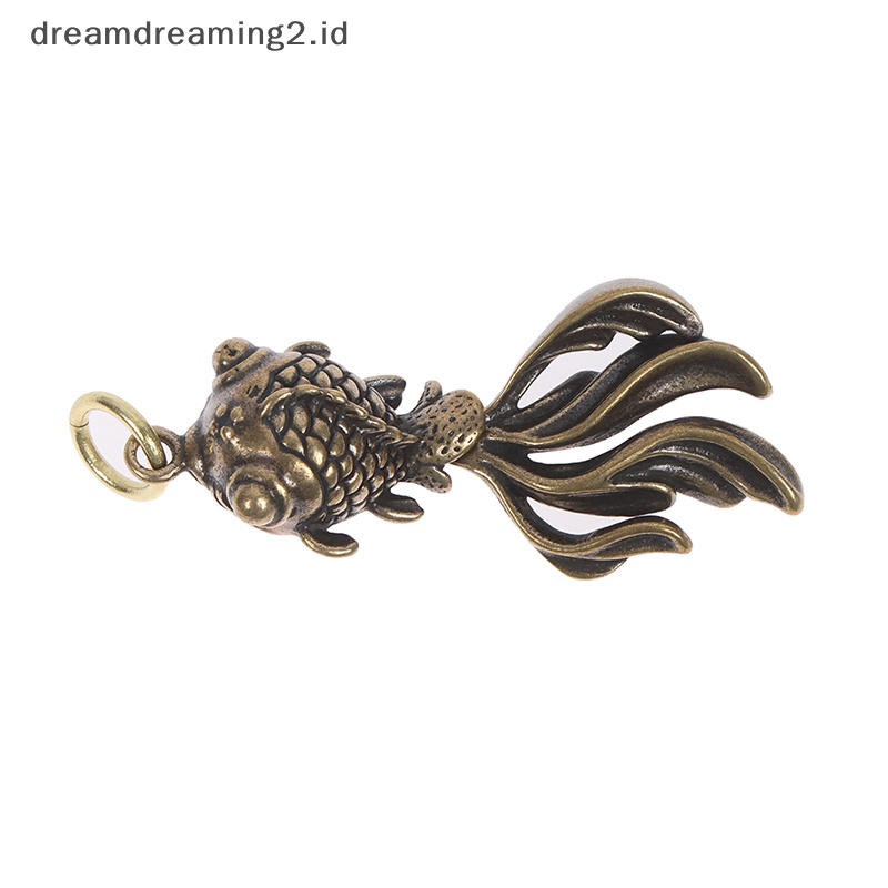 (drea) Patung Hewan Casg Ikan Kuningan 3D Gaya Retro Ornamen Patung Logam Hadiah //