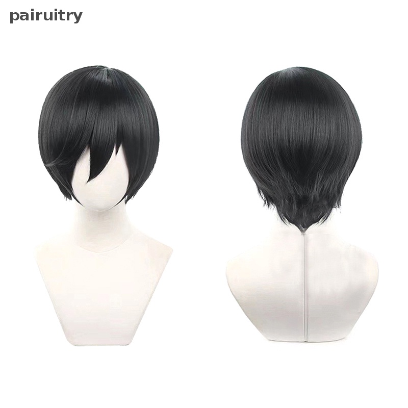 Wig Cosplay PRT Rin Itoshi BLUE LOCK Itoshi Rin Wig 30cm Hijau/Hitam Cosplay Anime Cosplay Wig Tahan Panas PRT