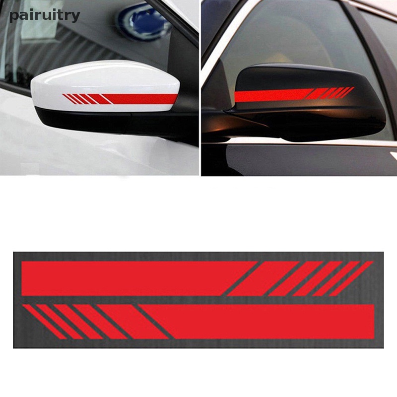 Prt 2PCS Kaca Spion Mobil Strip Reflektif Styling Stiker Bergaris Mobil Decals Sepasang Stiker DIY Car Body Decals 14*3cm PRT