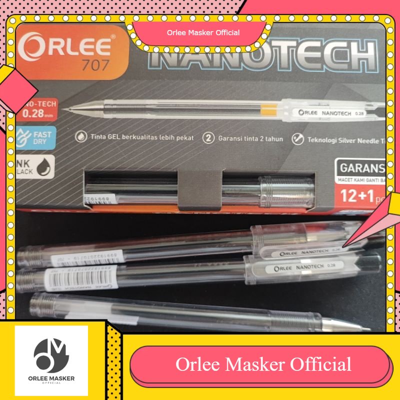 PULPEN HITECH ORLEE 1PAK (ISI 12+1 PCS) tinta hitam 0,28mm nanotech BARU isi 13 pcs