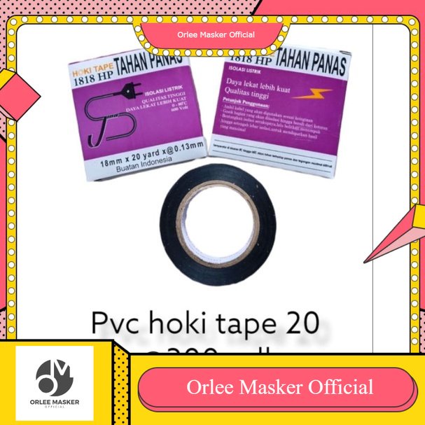 ISOLASI LISTRIK HOKI TAPE 18mm x 20 yard, isolasi hitam tebal / PVC HOKI TAPE