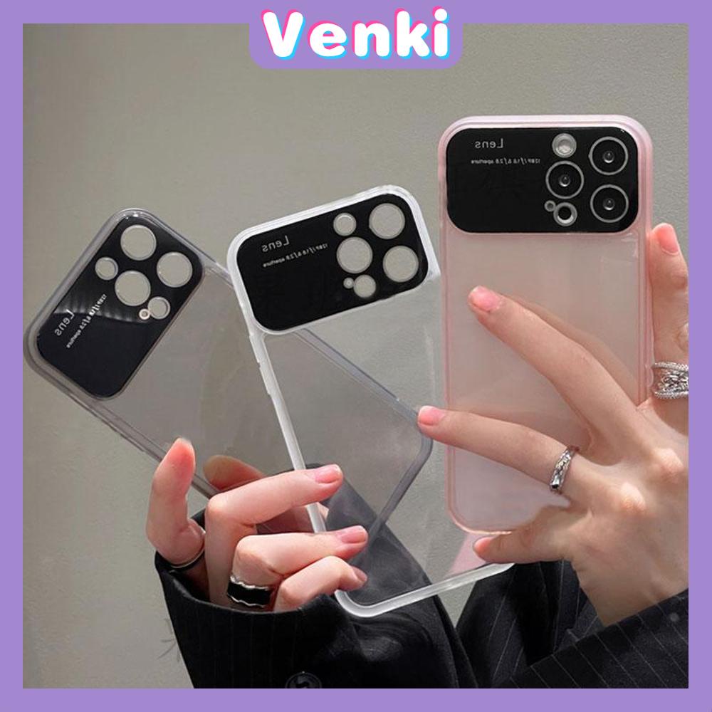 VENKI - Casing iPhone Tampilan Besar Soft Case TPU Akrilik Perlindungan Kamera Casing Bening Bisnis Mewah Hitam Merah Muda Putih Kompatibel dengan iPhone 14 Pro Max 13 Pro Max 12 Pro Max 11 Pro