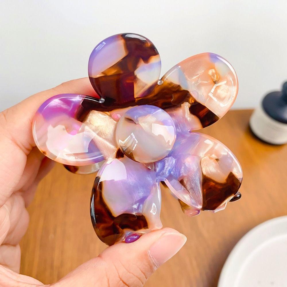 Agustinina Cakar Rambut Bunga Lucu Fashion Manis Untuk Perempuan Hiasan Kepala Ponytail Holder Untuk Wanita Vintage Besar Grab Clip