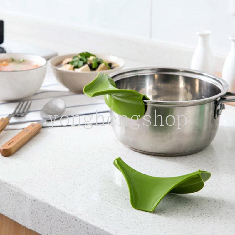 Kreatif Silicone Liquid Funnel Jars Pot Bowl Edge Anti Tumpah Cairan Panduan Gadget Silicone Drainage Funnels Pour Spout Untuk Peralatan Dapur Sup