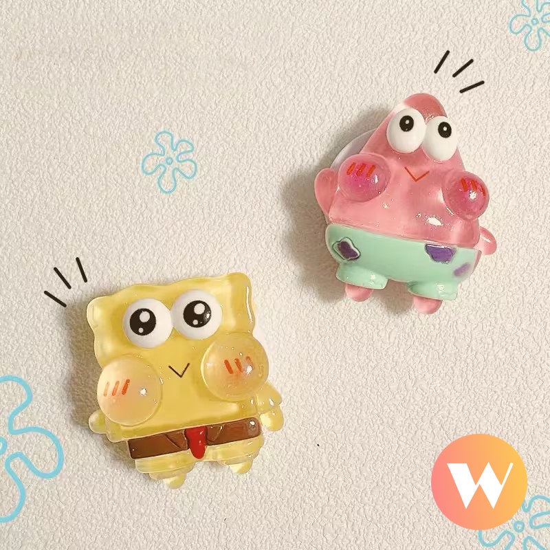 Kartun SpongeBob 3D DIY Phone Grip Cute Strawberry Bear Manyo Winnie The Pooh Glossy Lipat Phone Stand Holder Lovely Girl Melody Kuromi Universal Scalable Bracket