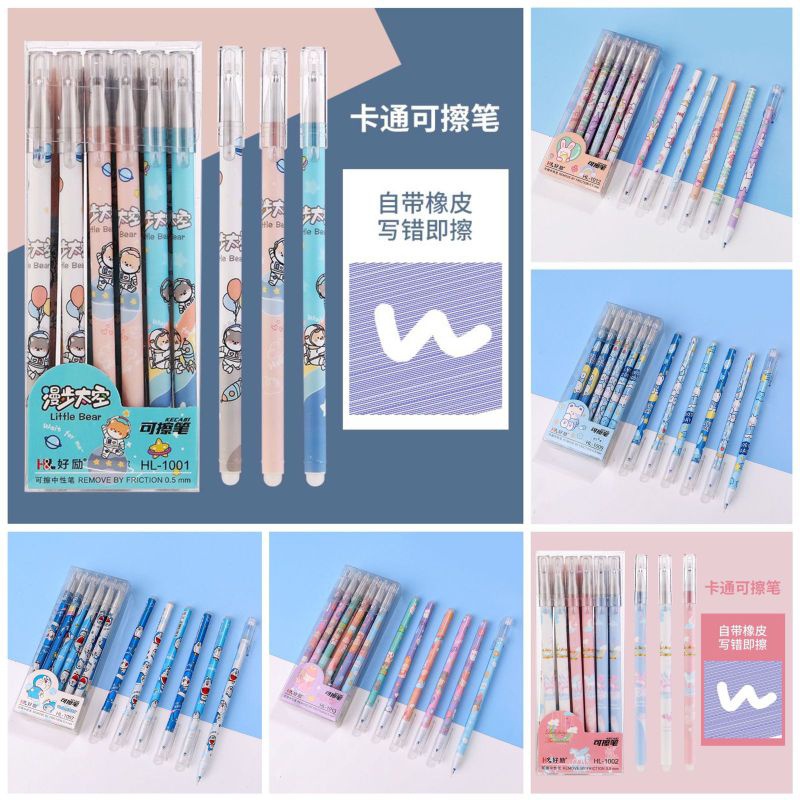 Paket 12 Pcs Pena Gel Pulpen Bisa Dihapus Ballpoint Tinta Viral