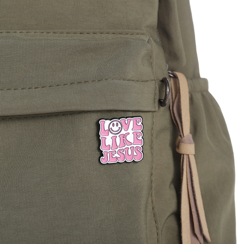 Pink Font I Love God Lapel Pin Lucu Alien Bros Ransel Lencana Hadiah Kostum Aksesori