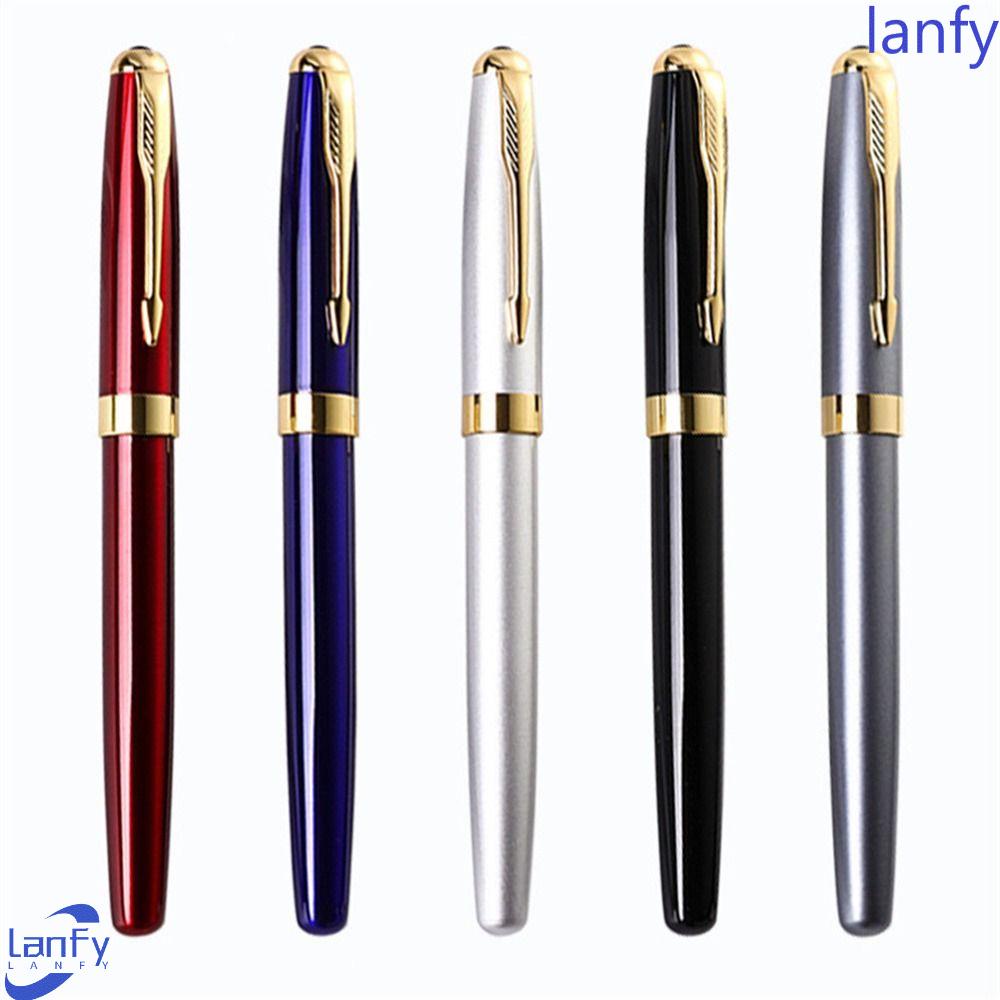 Lanfy Fountain Pen Stationery Siswa Logam Emas Hitam Kualitas Tinggi Untuk Hadiah Inking Pulpen