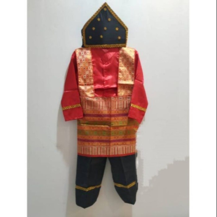 baju adat aceh anak laki laki / baju aceh tari saman anak laki TK SD - Merah, S