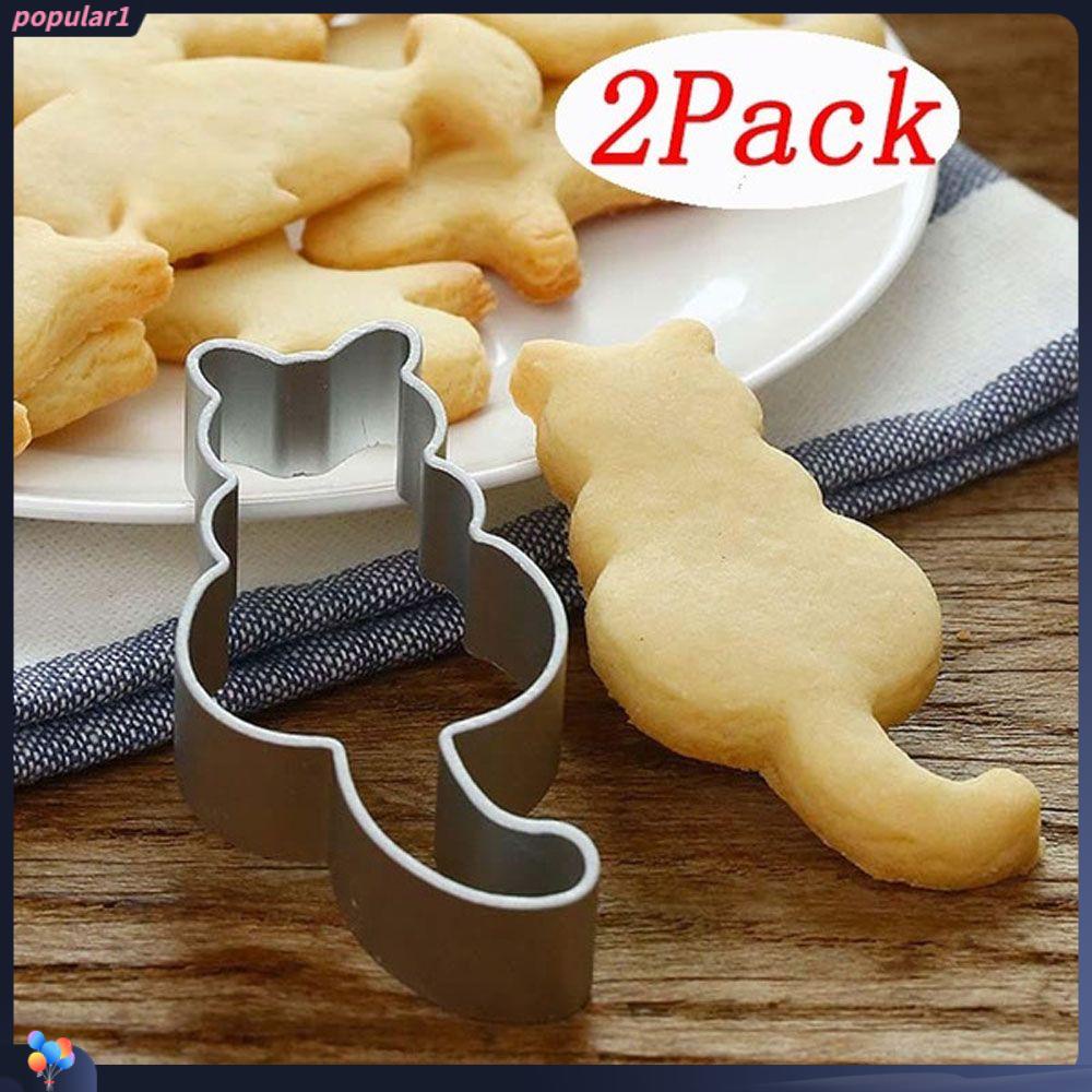 Populer 2PCS Pemotong Kue Kering Kucing DIY Bakeware Sugarcraft Cetakan Kue