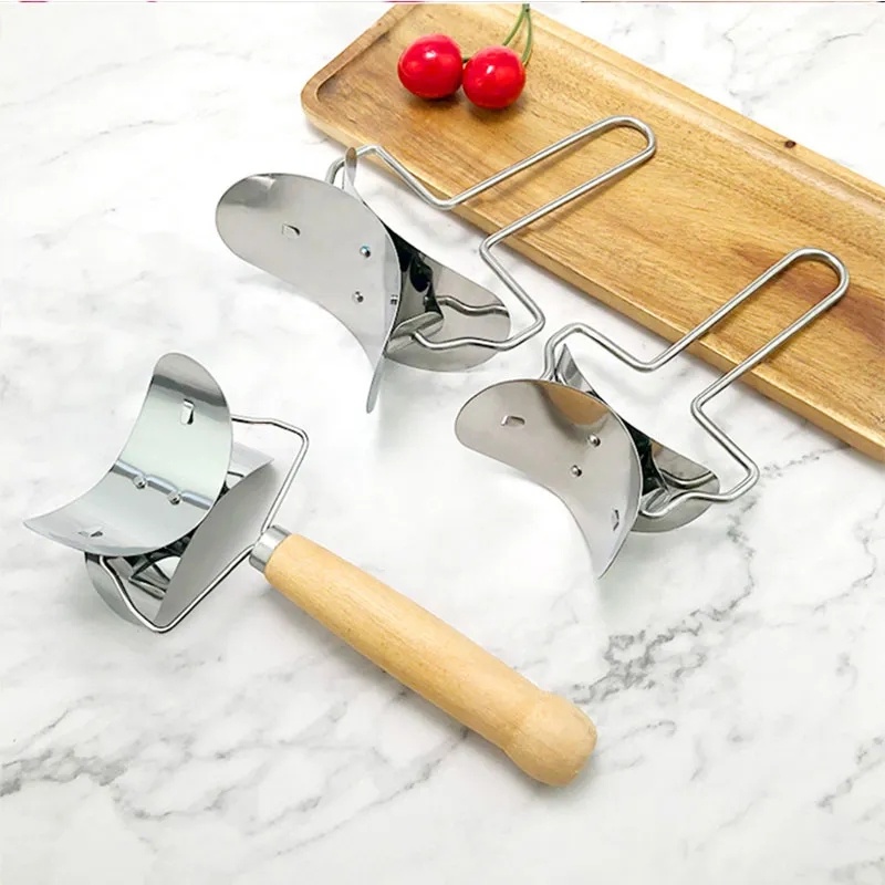 304alat Pembuat Pangsit Stainless Steel/Mesin Roller Lingkaran Kasar Dapur Pastry Embosser/DIY Pie Ravioli Pasta Baking Aksesoris