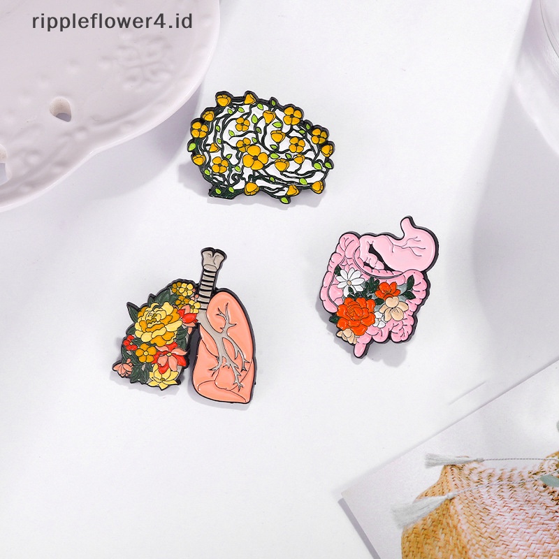{rippleflower4.id} Kreatif Organs Bunga Enamel Pin Tubuh Internal Jantung Otak Paru-Paru Bros Pin Lucu Bros Kerah Lencana Perhiasan Untuk Wanita Perempuan~