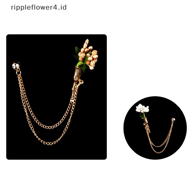{rippleflower4.id} Bros Bunga Warna-Warni Kristal Rumbai Rantai Kerah Pin Jas Baju Pakaian Bros Untuk Wanita Pria Breast Flower Shoes Topi Aksesoris~