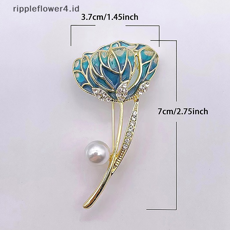 {rippleflower4.id} Bunga Bros Pin Perhiasan Cahaya Busana Pakaian Dekorasi Niche High-end Mutiara Bunga Korsase Syal Gesper Aksesoris~