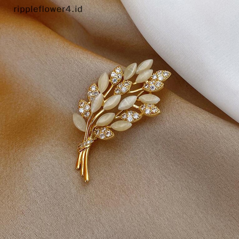 {rippleflower4.id} Korea Bros Fashion Berlian Imitasi Gandum Bros Pin Pakaian Aksesoris Lengan Pendek Bros Untuk Wanita~