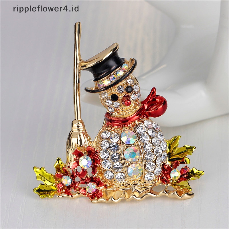 {rippleflower4.id} Panas Gaya Baru Indah Ctystal Berlian Imitasi Natal Snowman Bros Pin Hadiah Xmas Hot FashionStyle Indah Ctystal Berlian Imitasi Natal Snowman Bros Pin Xmas G