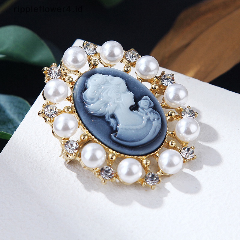 {rippleflower4.id} 1pc Bros Vintage Cameo Elegan Bros Potret Kepala Ratu Wanita Untuk Perhiasan~