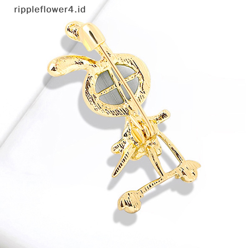 {rippleflower4.id} Opal Bunny On Skateboard Bros Untuk Wanita Kartun Rabbite Pin Enamel Hewan Pin Aksesoris Pakaian Fashion Perhiasan Hadiah~